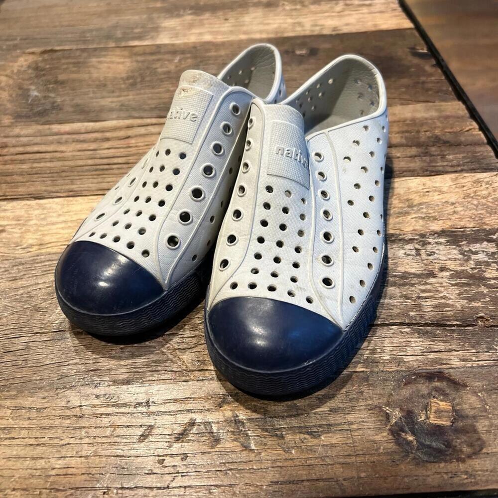 Native Jefferson grey blue Shoes Slip On Rubber Casual Sneaker size J1